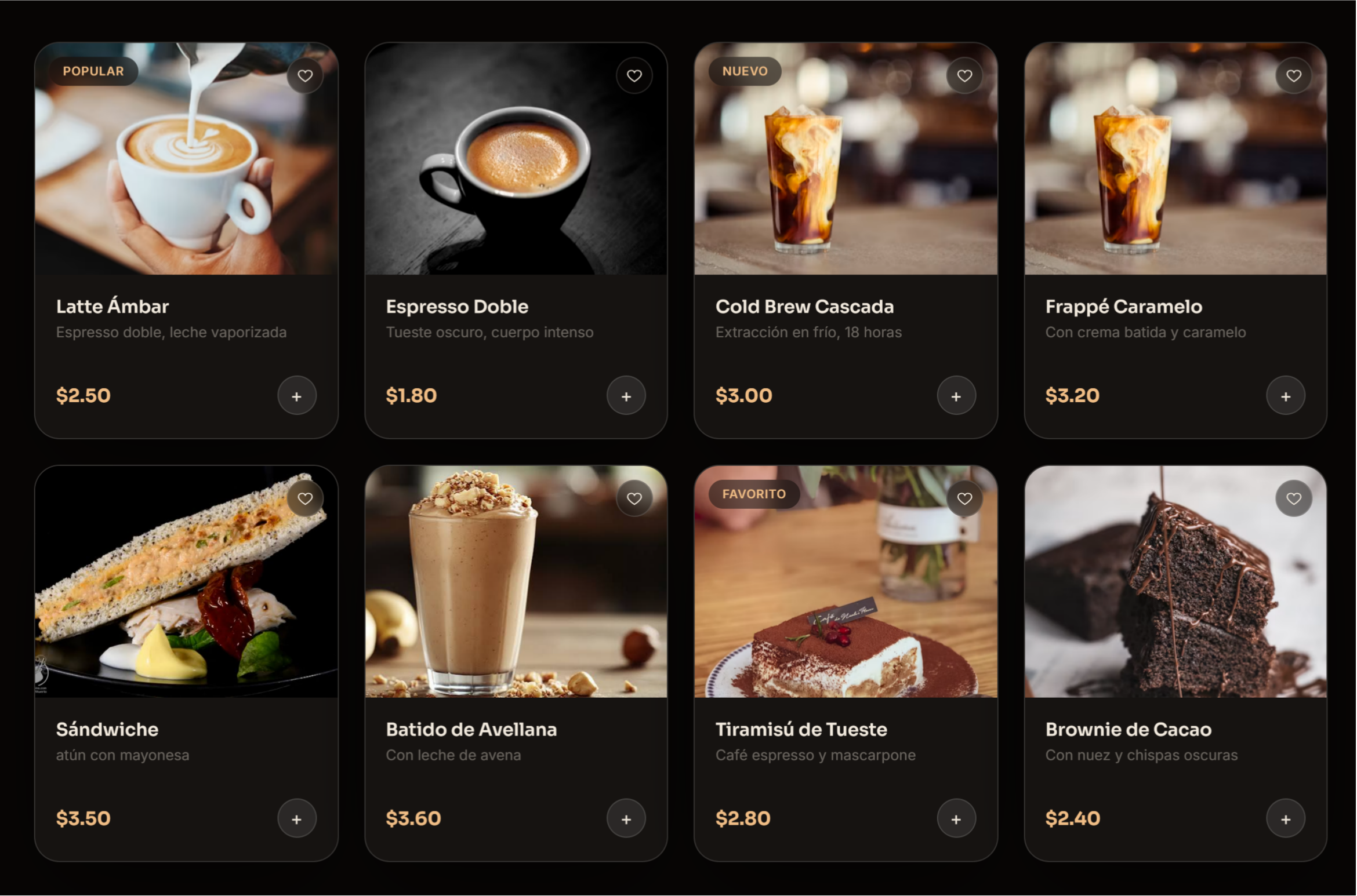 Tuste Coffee & Cream — menú