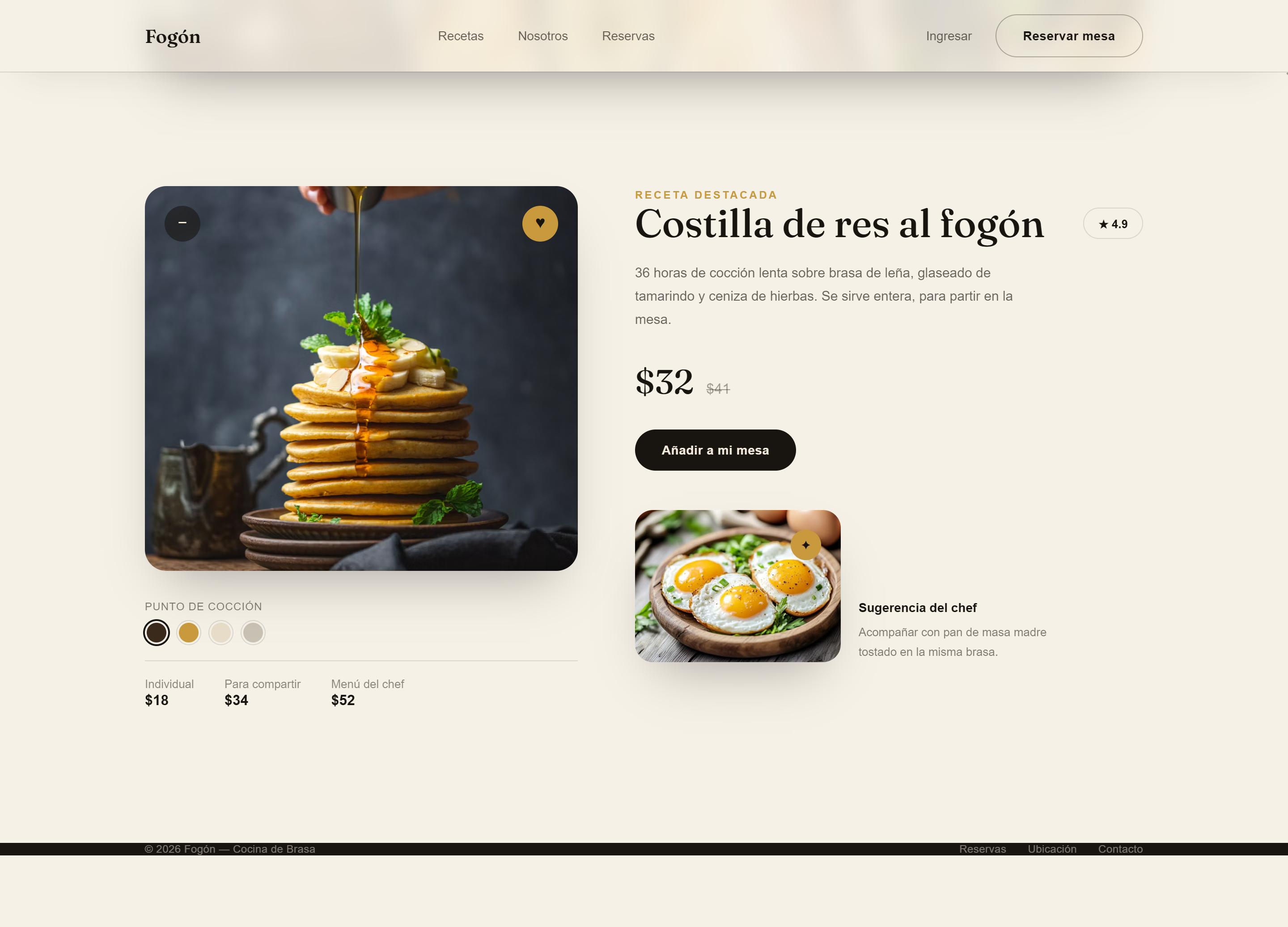 El Fogón — lo que ofrece