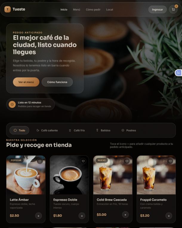 Sitio web para cafetería